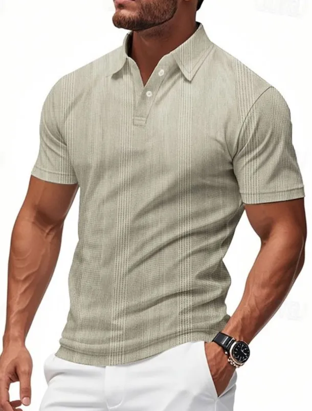 Men's Golf Shirt Golf Polos Shirts Work Casual Lapel Short Sleeve Basic Modern Plain Patchwork Buttons Summer Regular Fit claret Black White Light Grey Khaki Light Blue Golf Shirt