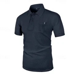 Men's Golf Shirt Golf Polos Shirts Casual Sports Lapel Short Sleeve Basic Comfortable Plain Buttons Jacquard Summer Regular Fit Black White Navy Blue Blue sky blue Dark Gray Golf Shirt