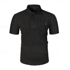 Men's Golf Shirt Golf Polos Shirts Casual Sports Lapel Short Sleeve Basic Comfortable Plain Buttons Jacquard Summer Regular Fit Black White Navy Blue Blue sky blue Dark Gray Golf Shirt