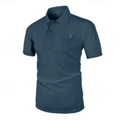 Men's Golf Shirt Golf Polos Shirts Casual Sports Lapel Short Sleeve Basic Comfortable Plain Buttons Jacquard Summer Regular Fit Black White Navy Blue Blue sky blue Dark Gray Golf Shirt