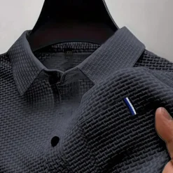 Men's Golf Shirt Golf Polos Shirts Casual Sports Lapel Short Sleeve Basic Comfortable Plain Buttons Jacquard Summer Regular Fit Black White Navy Blue Blue sky blue Dark Gray Golf Shirt