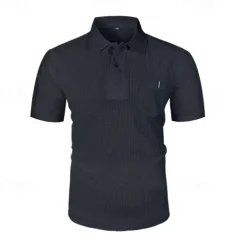 Men's Golf Shirt Golf Polos Shirts Casual Sports Lapel Short Sleeve Basic Comfortable Plain Buttons Jacquard Summer Regular Fit Black White Navy Blue Blue sky blue Dark Gray Golf Shirt