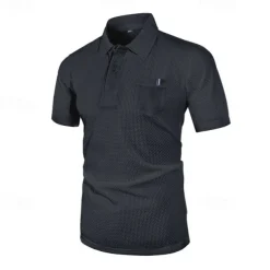 Men's Golf Shirt Golf Polos Shirts Casual Sports Lapel Short Sleeve Basic Comfortable Plain Buttons Jacquard Summer Regular Fit Black White Navy Blue Blue sky blue Dark Gray Golf Shirt