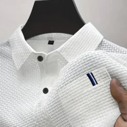 Men's Golf Shirt Golf Polos Shirts Casual Sports Lapel Short Sleeve Basic Comfortable Plain Buttons Jacquard Summer Regular Fit Black White Navy Blue Blue sky blue Dark Gray Golf Shirt