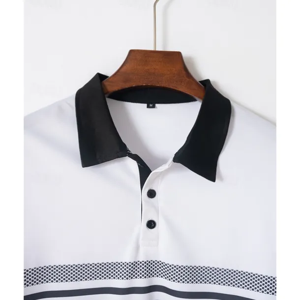 Men's Golf Shirt Golf Polos Shirts Work Casual Lapel Short Sleeve Basic Modern Striped Buttons Summer Regular Fit White Pink Red Royal Blue Green Khaki Golf Shirt