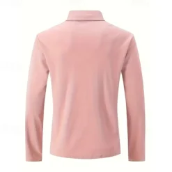 Men's Golf Shirt Golf Polo Work Casual Lapel Long Sleeve Basic Modern Plain Button Spring & Fall Regular Fit Wine Black White Pink Navy Blue Green Golf Shirt