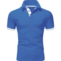 Men's Golf Shirt Polo Casual Sports Classic Short Sleeve Basic Casual Solid Color Plain Button Front Summer Spring Regular Fit Apple Green Light Pink Golden yellow Lake blue Yellow and Navy Black