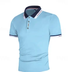 Men's Golf Shirt Polo Outdoor Daily Polo Collar Ribbed Polo Collar Short Sleeve Casual Solid Color Button Front Summer Spring & Fall Regular Fit Black White Red Navy Blue Blue Orange Golf Shirt