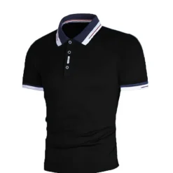 Men's Golf Shirt Polo Outdoor Daily Polo Collar Ribbed Polo Collar Short Sleeve Casual Solid Color Button Front Summer Spring & Fall Regular Fit Black White Red Navy Blue Blue Orange Golf Shirt