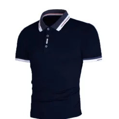 Men's Golf Shirt Polo Outdoor Daily Polo Collar Ribbed Polo Collar Short Sleeve Casual Solid Color Button Front Summer Spring & Fall Regular Fit Black White Red Navy Blue Blue Orange Golf Shirt