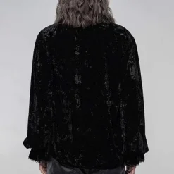 Men's Gothic Ruffles Loosed Velvet Shirts Punk & Gothic Medieval Steampunk Vampire Cosplay Costume Halloween Party