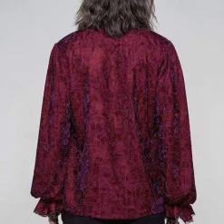 Men's Gothic Ruffles Loosed Velvet Shirts Punk & Gothic Medieval Steampunk Vampire Cosplay Costume Halloween Party