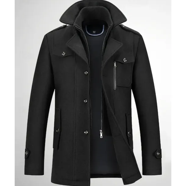 Men's Gothic Winter Jacket Peacoat Vacation Daily Fall & Winter Polyester Thermal Warm Wearable Outerwear Clothing Apparel Fashion Classic Plain Pocket Lapel Single Breasted