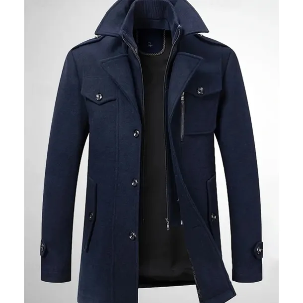 Men's Gothic Winter Jacket Peacoat Vacation Daily Fall & Winter Polyester Thermal Warm Wearable Outerwear Clothing Apparel Fashion Classic Plain Pocket Lapel Single Breasted