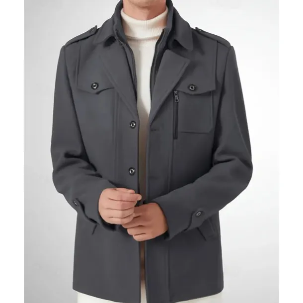 Men's Gothic Winter Jacket Peacoat Vacation Daily Fall & Winter Polyester Thermal Warm Wearable Outerwear Clothing Apparel Fashion Classic Plain Pocket Lapel Single Breasted