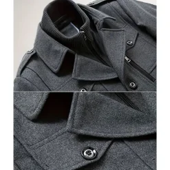 Men's Gothic Winter Jacket Peacoat Vacation Daily Fall & Winter Polyester Thermal Warm Wearable Outerwear Clothing Apparel Fashion Classic Plain Pocket Lapel Single Breasted