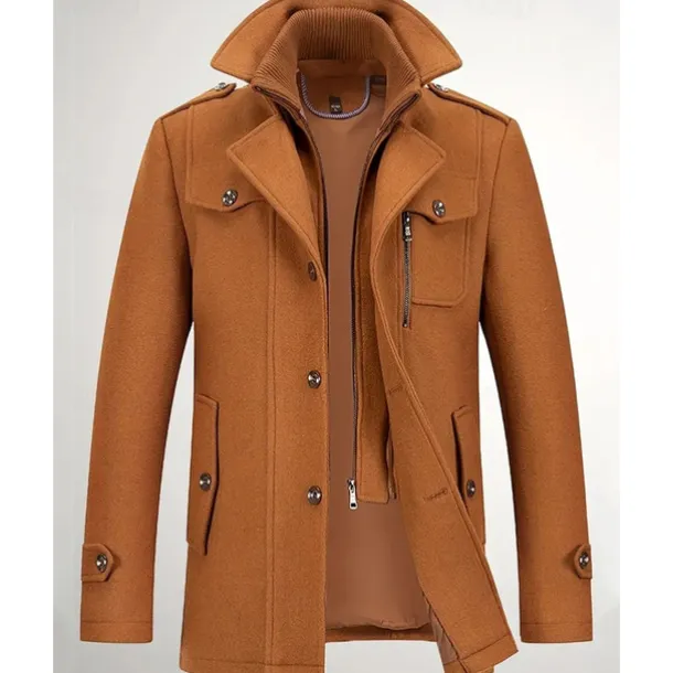 Men's Gothic Winter Jacket Peacoat Vacation Daily Fall & Winter Polyester Thermal Warm Wearable Outerwear Clothing Apparel Fashion Classic Plain Pocket Lapel Single Breasted