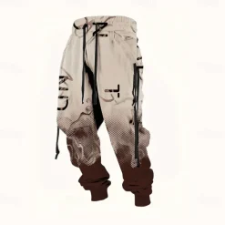 Men's Gradient Color Letter Print Sweatpants Joggers Trousers Mid Waist Drawstring Elastic Waist Casual Jogging Streetwear Workout Athletic Sweatpants with Pockets Spring Fall 3D Print Black Wine