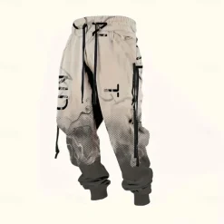 Men's Gradient Color Letter Print Sweatpants Joggers Trousers Mid Waist Drawstring Elastic Waist Casual Jogging Streetwear Workout Athletic Sweatpants with Pockets Spring Fall 3D Print Black Wine