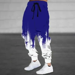 Men's Gradient Dripping Ink Sweatpants Joggers Trousers Mid Waist Drawstring Elastic Waist Casual Jogging Streetwear Workout Athletic Sweatpants with Pockets Spring Fall 3D Print Black Red Purple