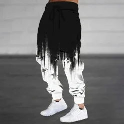 Men's Gradient Dripping Ink Sweatpants Joggers Trousers Mid Waist Drawstring Elastic Waist Casual Jogging Streetwear Workout Athletic Sweatpants with Pockets Spring Fall 3D Print Black Red Purple