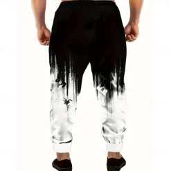 Men's Gradient Dripping Ink Sweatpants Joggers Trousers Mid Waist Drawstring Elastic Waist Casual Jogging Streetwear Workout Athletic Sweatpants with Pockets Spring Fall 3D Print Black Red Purple