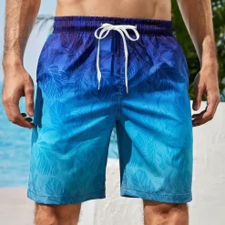 Men's Gradient Graphic Prints Swimming Trunks Board Shorts Swim Shorts Mid Waist Hawaiian Boho Casual Daily Holiday Drawstring with Mesh lining Elastic Waist Designer Clothing Apparel