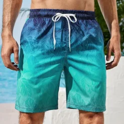 Men's Gradient Graphic Prints Swimming Trunks Board Shorts Swim Shorts Mid Waist Hawaiian Boho Casual Daily Holiday Drawstring with Mesh lining Elastic Waist Designer Clothing Apparel