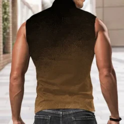 Men's Gradient Shirt Western Shirt Cowboy Shirt Sleeveless Western Style Outdoor Causal Summer Spring Shirt Collar Khaki
