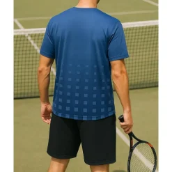 Men's Gradient Sports Set Tennis Set Two-piece Suit Short Sleeves Printing Sweat-Wicking Moisture Wicking Breathable Tennis Golf Pickleball White Blue Tennis Clothing