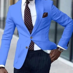 Men's Graduation Blazer Business Cocktail Party Wedding Party Fashion Casual Spring & Fall Polyester Solid Color Pocket Buttons Comfortable Single Breasted Blazer Light Pink White Yellow Pink