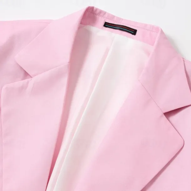 Men's Graduation Blazer Business Cocktail Party Wedding Party Fashion Casual Spring & Fall Polyester Linen Plain Pocket Buttons Comfortable Single Breasted One-button Blazer Light Pink Yellow Pink