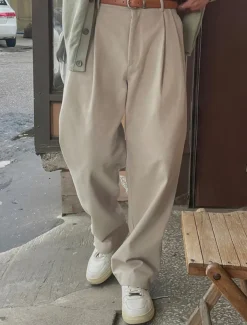 Men's Graduation Dress Pants Trousers Chinos Slacks Buttons Pocket Straight Leg Plain Comfort Formal Party Work Fashion Classic Style Apricot Micro-elastic