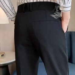 Men's Graduation Dress Pants Trousers Pleated Pants Suit Pants Pocket Straight Leg High Rise Plain Comfort Breathable Business Casual Elegant Vintage Black Khaki High Waist