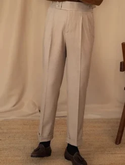 Men's Graduation Dress Pants Trousers Chinos Buttons Pocket Plain Comfort Formal Party Work Fashion Classic Style Black Brown Micro-elastic