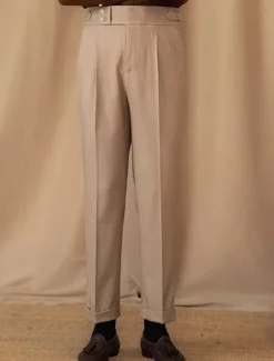 Men's Graduation Dress Pants Trousers Chinos Buttons Pocket Plain Comfort Formal Party Work Fashion Classic Style Black Brown Micro-elastic