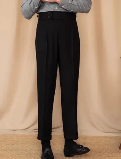 Men's Graduation Dress Pants Trousers Chinos Buttons Pocket Plain Comfort Formal Party Work Fashion Classic Style Black Brown Micro-elastic