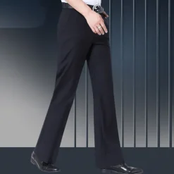Men's Graduation Dress Pants Flared Pants Bell Bottom Trousers Pocket Straight Leg Solid Colored Comfort Wedding Office Business Streetwear Retro Black Deep Blue Micro-elastic