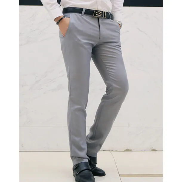 Men's Graduation Dress Pants Trousers Chino Pants Suit Pants Zipper Plain Ankle-Length Wedding Party Work Fashion Business Lake blue Black Micro-elastic
