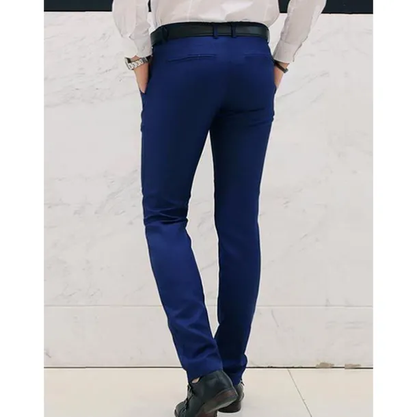 Men's Graduation Dress Pants Trousers Chino Pants Suit Pants Zipper Plain Ankle-Length Wedding Party Work Fashion Business Lake blue Black Micro-elastic