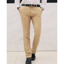 Men's Graduation Dress Pants Trousers Chino Pants Suit Pants Zipper Plain Ankle-Length Wedding Party Work Fashion Business Lake blue Black Micro-elastic