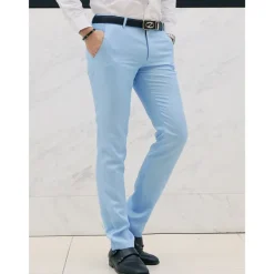 Men's Graduation Dress Pants Trousers Chino Pants Suit Pants Zipper Plain Ankle-Length Wedding Party Work Fashion Business Lake blue Black Micro-elastic