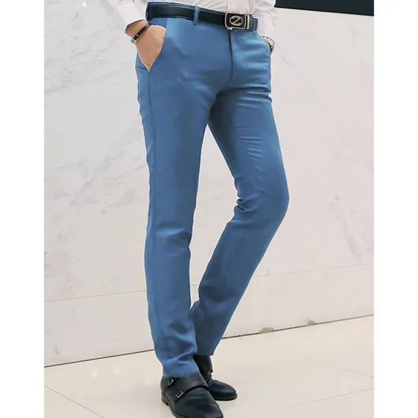 Men's Graduation Dress Pants Trousers Chino Pants Suit Pants Zipper Plain Ankle-Length Wedding Party Work Fashion Business Lake blue Black Micro-elastic