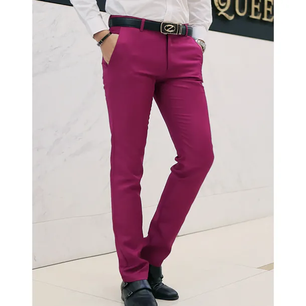 Men's Graduation Dress Pants Trousers Chino Pants Suit Pants Zipper Plain Ankle-Length Wedding Party Work Fashion Business Lake blue Black Micro-elastic