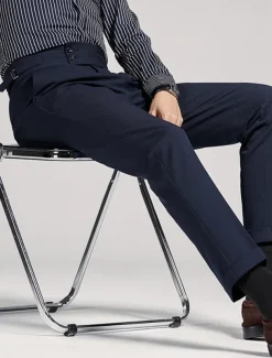 Men's Graduation Dress Pants Trousers Chinos Buttons Pocket Solid Color Comfort Formal Party Work Fashion Classic Style Black Navy Blue Micro-elastic