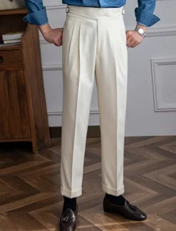 Men's Graduation Dress Pants Trousers Chinos Pocket Solid Color Comfort Formal Party Work Fashion Classic Style Black Khaki Micro-elastic