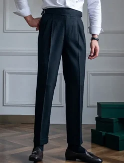 Men's Graduation Dress Pants Trousers Chinos Pocket Solid Color Comfort Formal Party Work Fashion Classic Style Black Khaki Micro-elastic