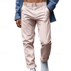 Men's Graduation Trousers Casual Pants Pocket Drawstring Elastic Waist Plain Comfort Sports Outdoor Daily Fashion Casual Black White Micro-elastic