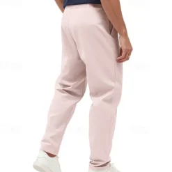 Men's Graduation Trousers Casual Pants Pocket Drawstring Elastic Waist Plain Comfort Sports Outdoor Daily Fashion Casual Black White Micro-elastic