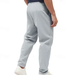 Men's Graduation Trousers Casual Pants Pocket Drawstring Elastic Waist Plain Comfort Sports Outdoor Daily Fashion Casual Black White Micro-elastic